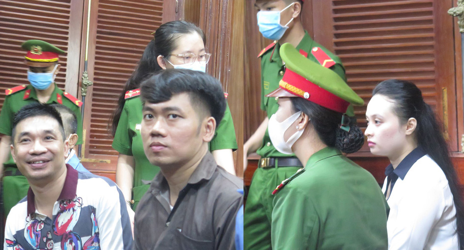 Ông trùm Văn Kính Dương và hot girl Ngọc Miu tại phiên tòa ngày 27/7