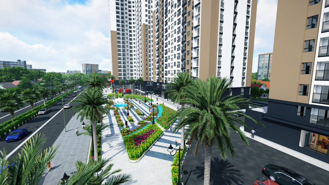 Không gian thoáng rộng, cảnh quan xanh là một trong những điểm cộng của Xuân Mai Tower Thanh Hóa