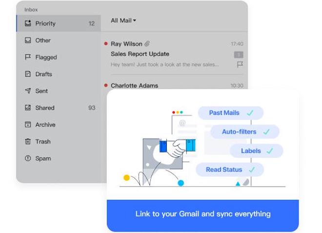 Người dùng có thể liên kết Gmail vào&nbsp;Lark Mail.