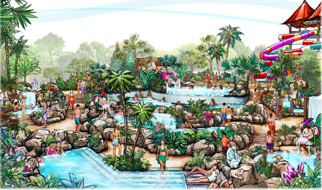 Khu công viên nước còn tích hợp các tiện ích nghỉ dưỡng cao cấp