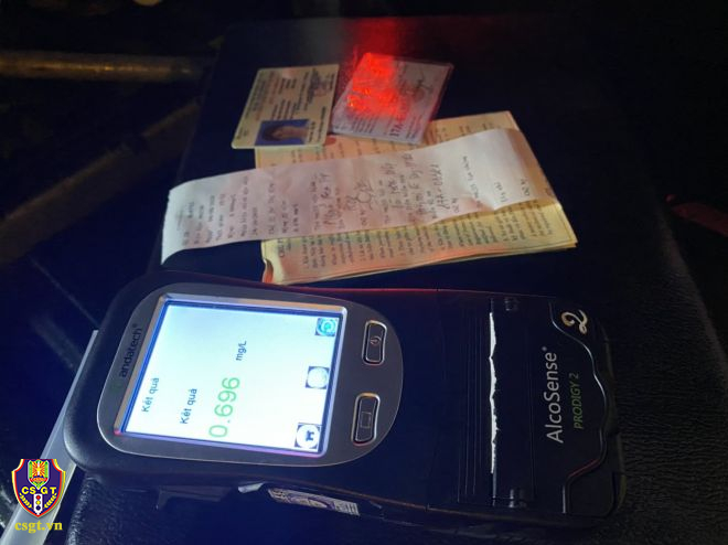 Kết quả đo nồng độ cồn của tài xế B.N.D (Ảnh: Cục CSGT)