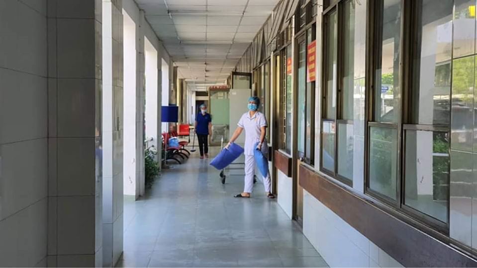 Bệnh viện C Đà Nẵng đã tổng vệ sinh toàn bệnh viện. (Ảnh: Tuấn Dũng).