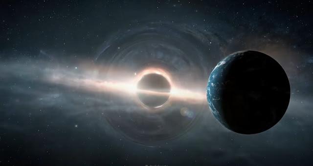 Ảnh đồ họa mô tả một thế giới ma quái được sinh ra bởi lỗ đen quái vật - ảnh: ASTRONOMY