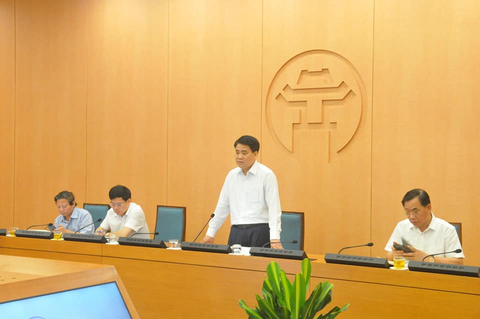 Chủ tịch UBND TP.Hà Nội Nguyễn Đức Chung phát biểu tại cuộc họp Ban chỉ đạo phòng, chống dịch COVID-19.