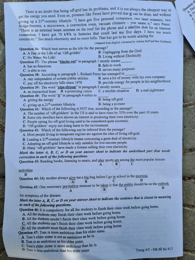 Đề thi môn tiếng anh kỳ thi THPT 2020 - 4