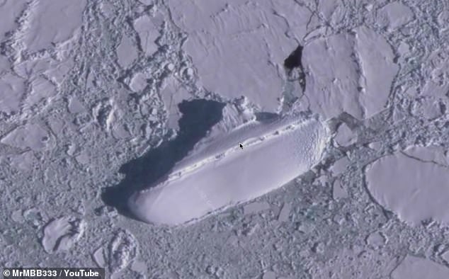 Vật thể bí ẩn trông giống tàu đóng băng ở Nam Cực.