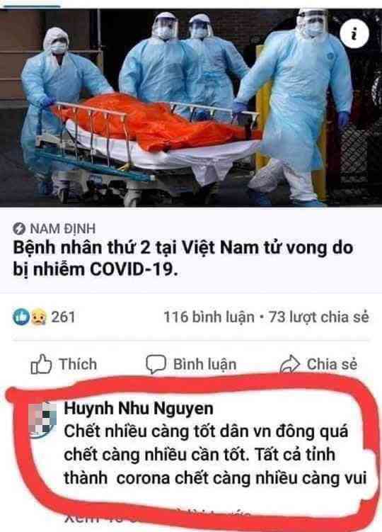 Truy tìm chủ tài khoản Facebook đăng nội dung về Covid-19 &#34;chết càng nhiều càng vui&#34; - 1