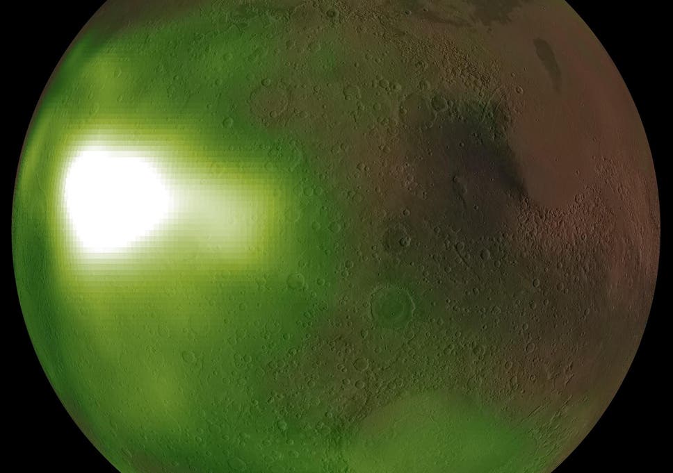 Tia cực tím phát sáng bất thường từ bầu trời Sao Hỏa được tàu vũ trụ MAVEN chụp lại&nbsp;