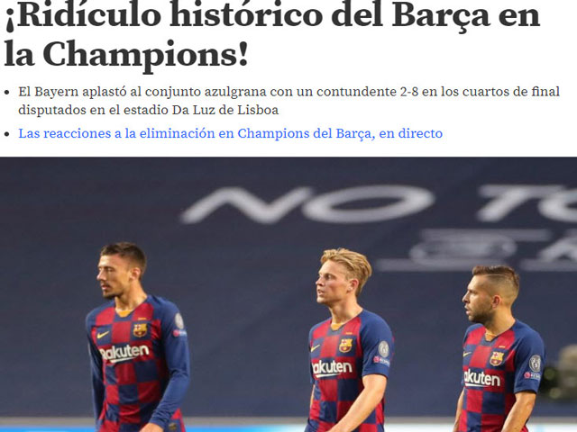 Bóng đá - Barcelona thảm bại 2-8: Báo Tây Ban Nha chê cười &quot;nỗi nhục chưa từng có&quot;