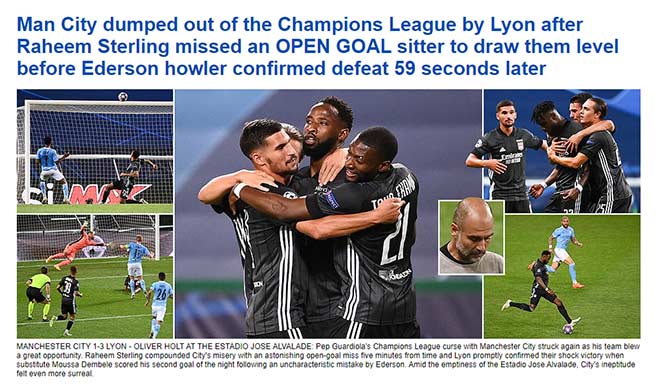 Lyon loại sốc Man City Cúp C1: Báo Pháp hân hoan, báo Anh cười nhạo Sterling - 5