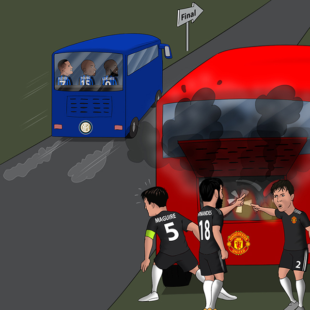 Lukaku, Sanchez, Young cùng nhau vào chúng kết cúp C2 trong sự tiếc nuối của các cầu thủ MU.