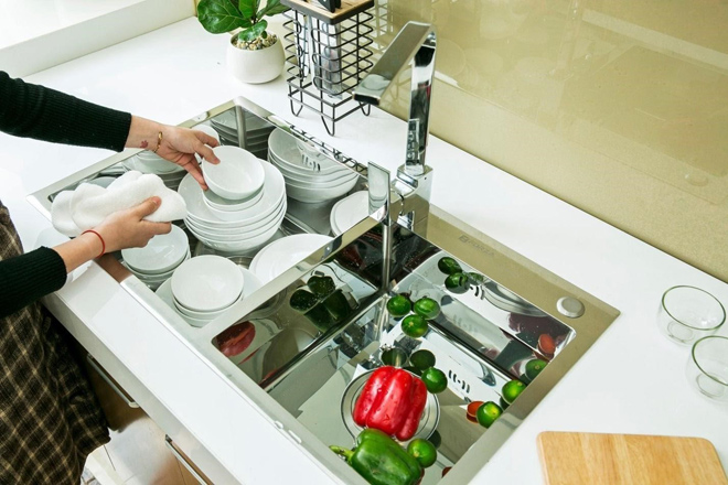 Chậu rửa Inox Forza gây ấn tượng bởi thiết kế sang trọng và tiện dụng