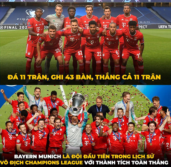 Bayern Munich lên ngôi vô địch C1 với thành tích toàn thắng.