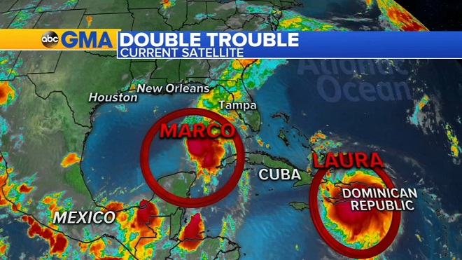 Đây là lần đầu tiên Mỹ đối mặt với trận bão kép sau 150 năm.