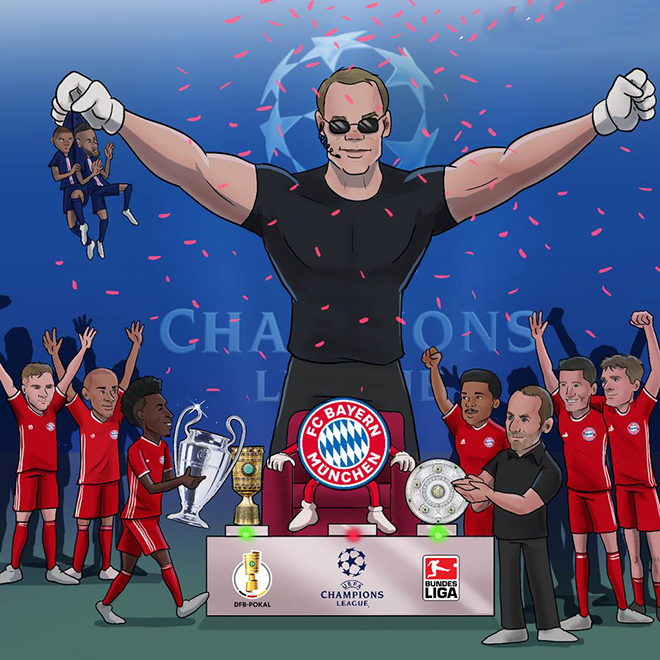 Bayern Munich giành mọi danh hiệu với "bức tường" vững chắc Manuel Neuer.