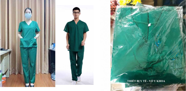 Hình ảnh thực tế sản phẩm bộ quần áo phẫu thuật vải hấp được, nguồn: website Trang thiết bị y tế - Vớ y khoa