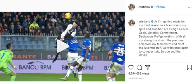 Bài đăng của Ronaldo trên Instagram cá nhân