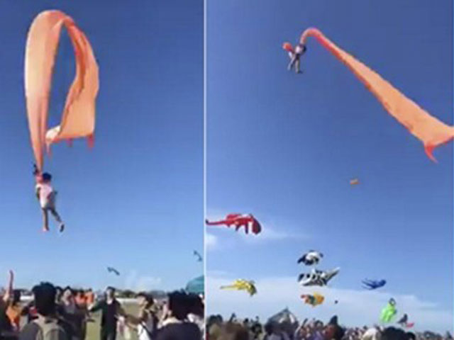 Bạn trẻ - Cuộc sống - Tới lễ hội thả diều, cô bé 3 tuổi bị con diều khổng lồ mắc vào người, cuốn lên cao 30 mét