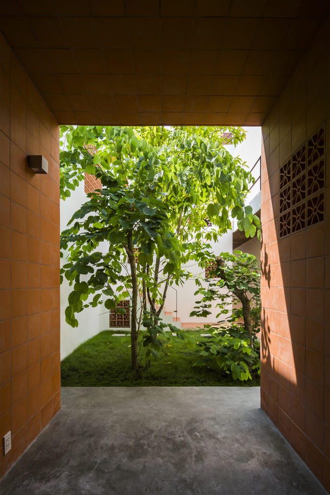 Ở không gian bên ngoài, chủ nhân ngôi nhà trồng rất nhiều cây xanh, tận dụng nguồn ánh sáng ban ngày dồi dào và thông gió tự nhiên, tạo ra một không gian ngoài trời thú vị.
