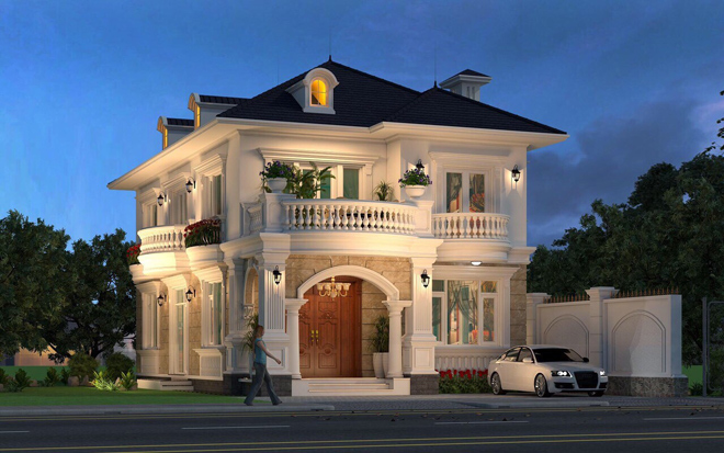 Biệt thự mini 2 tầng phong cách tân cổ điển sang trọng - 2