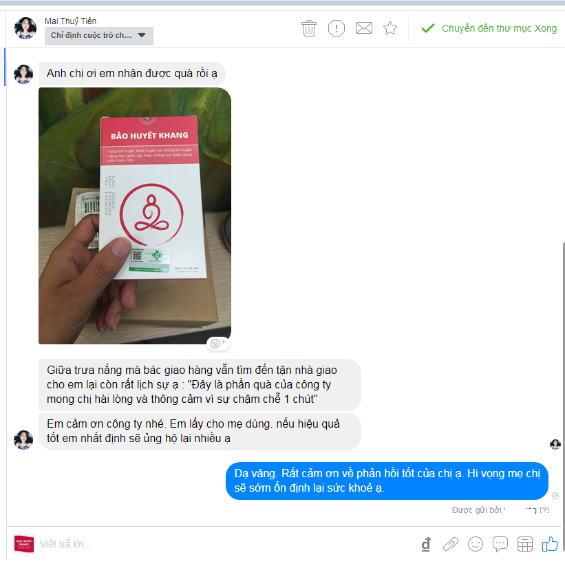 Tài khoản Thuỷ Tiên hài lòng vì thái độ phục vụ chuyên nghiệp của người giao hàng cũng như chất lượng sản phẩm.
