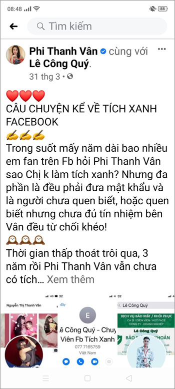Diễn viên Phi Thanh Vân cám ơn Lê Công Quý