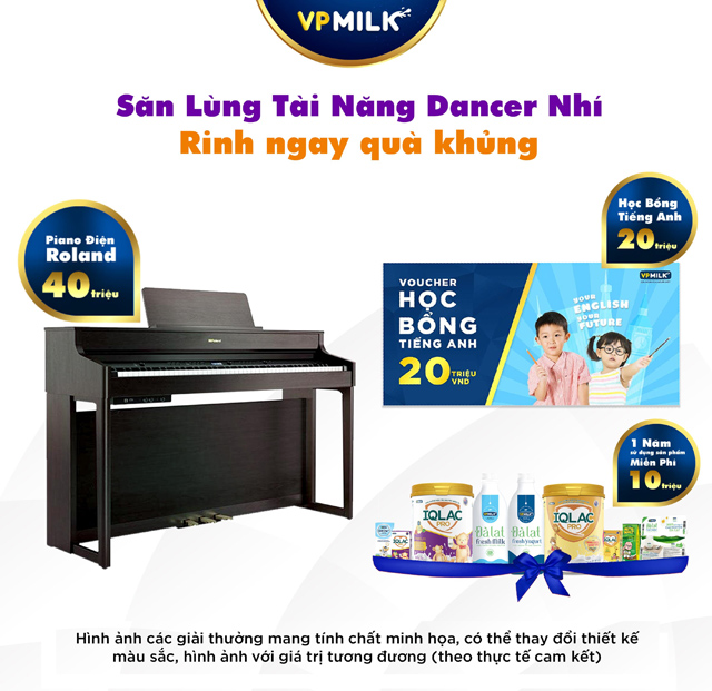 Hàng loạt giải thưởng hấp dẫn, có giá trị dành cho các bé cùng tham gia nhảy cover Vũ điệu VPMilk.