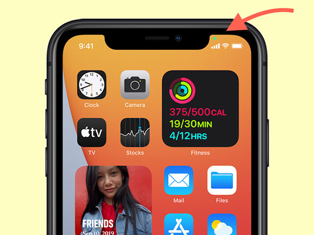Tại sao có chấm màu Cam và Xanh ở góc trên màn hình iPhone chạy iOS 14?