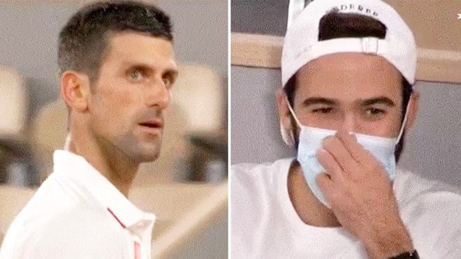 Djokovic lườm cổ động viên được cho là hâm mộ Federer trên khán đài