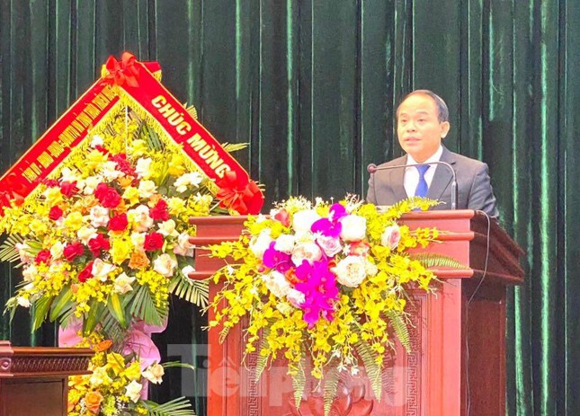 Tân Bí thư Tỉnh ủy Lạng Sơn Nguyễn Quốc Đoàn phát biểu nhận nhiệm vụ. Ảnh: Duy Chiến