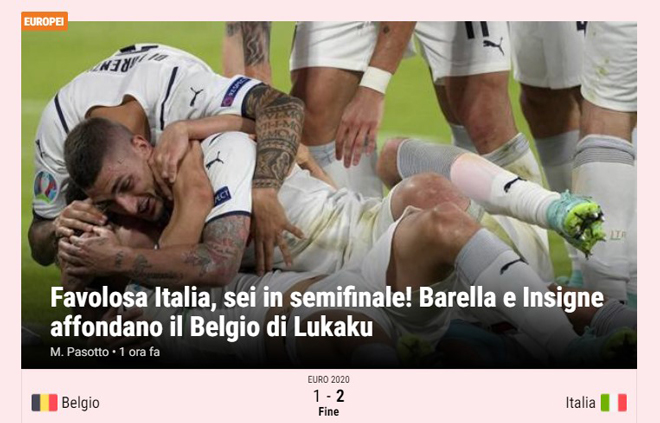Tờ báo hàng đầu Italia phấn khích trước chiến thắng của đội nhà
