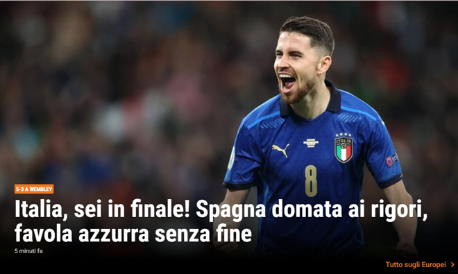Báo chí Italia mở hội, báo Tây Ban Nha cay đắng với trận thua nghiệt ngã bán kết EURO - 1