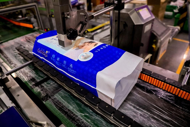 Dây chuyền sản xuất hiện đại bỉm Goldgi Nhật Bản tại nhà máy số 2 Alloves Hygienic Products Co.,Ltd