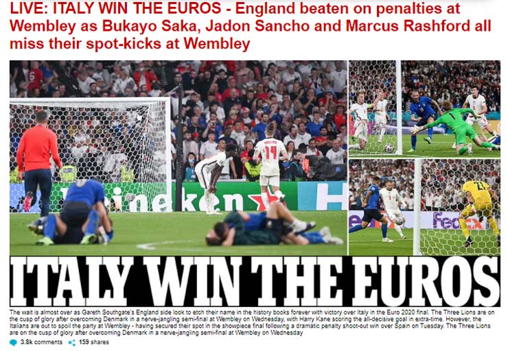 Italia vô địch EURO: Báo Anh sốc nặng, báo Ý ngợi ca 2 người hùng - 3