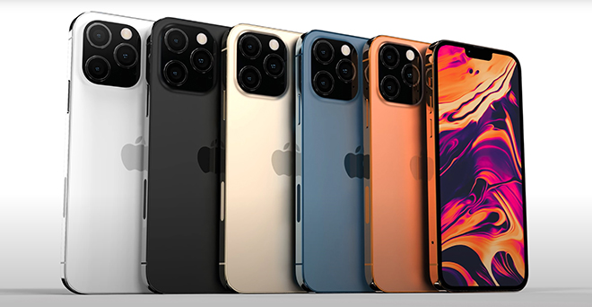 Ảnh concept các tùy chọn màu của iPhone 13 Pro.