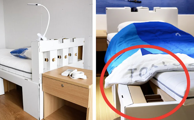Chiếc giường giấy ở Olympic rất khoẻ, nó không hề dễ sập