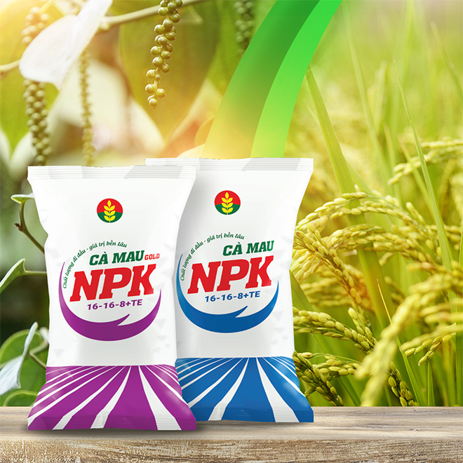 Bao bì sản phẩm NPK Cà Mau 16-16-8+TE, NPK Cà Mau Gold 16-16-8+TE