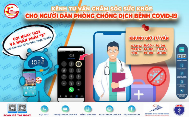 Khi cần tư vấn sức khỏe trong mùa dịch, người dân TP HCM hãy gọi 1022, nhấn phím 3 (ảnh: Trung tâm Báo chí TP HCM)