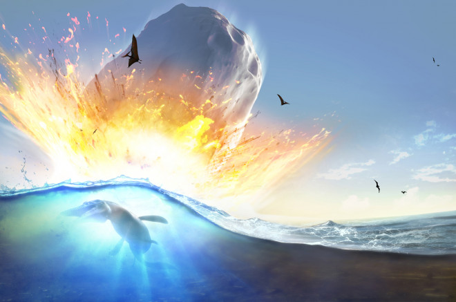 Ảnh đồ họa mô tả vụ va chạm Chicxulub nổi tiếng - Ảnh: NEW SCIENTIST