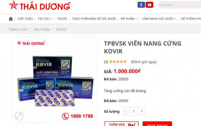 Viên nang cứng Kovir của Sao Thái Dương tăng giá chóng mặt sau khi lọt danh sách 12 sản phẩm hỗ trợ điều trị Covid-19.