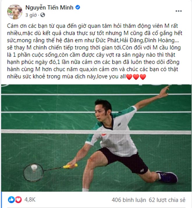 Tâm thư của Tiến Minh sau khi dừng bước tại Olympic Tokyo 2021