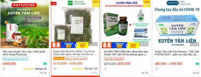 Ngoài ra, còn có rất nhiều sản phẩm chứa xuyên tâm liên khác được rao bán trên sản thương mại điện tử.