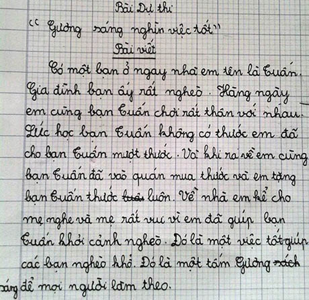 Bài tập làm văn của cậu bé lớp 4 khiến cư dân mạng được một phen cười nghiêng ngả.