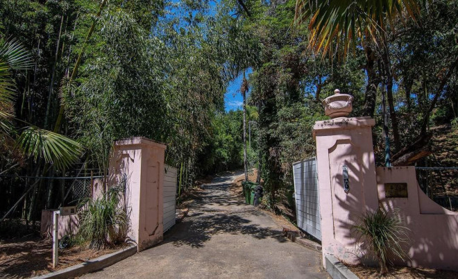 Lối đi vào dinh thự đậm chất nhiệt đới. 