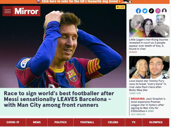 Messi rời Barca: Báo chí thế giới rung chuyến, kêu gọi PSG - Man City vào cuộc - 4
