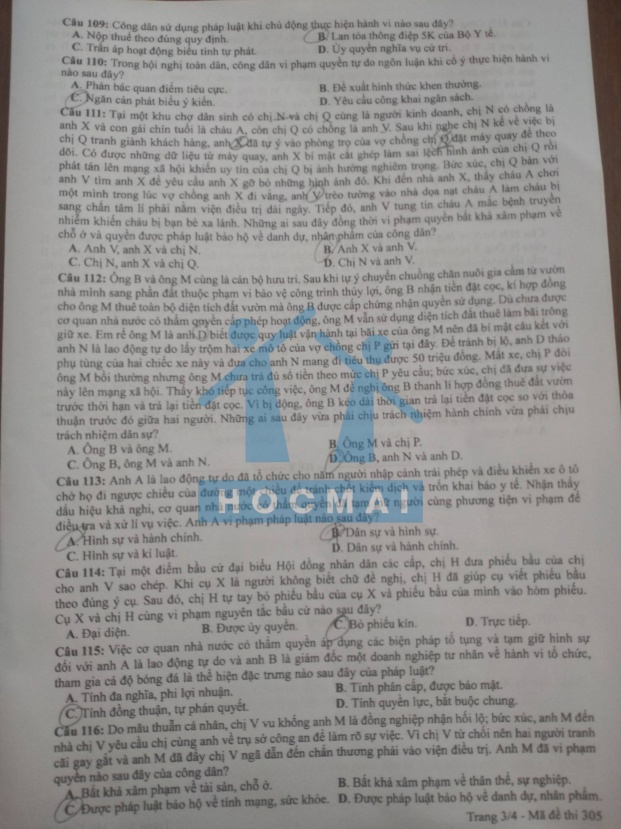 Đề thi môn Giáo dục công dân thi tốt nghiệp THPT 2021 đợt 2 - 4