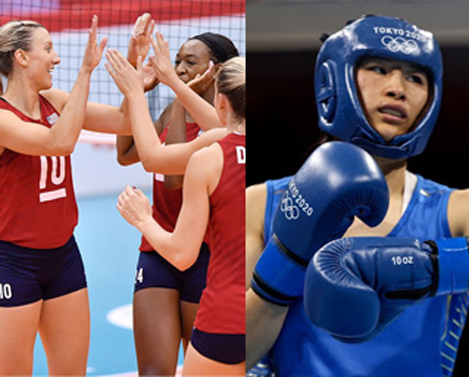 Bóng rổ nữ Mỹ (trái) và Boxing Trung Quốc (phải) là hai môn hy vọng sẽ mang lại HCV cho 2 đoàn trong ngày 8/8