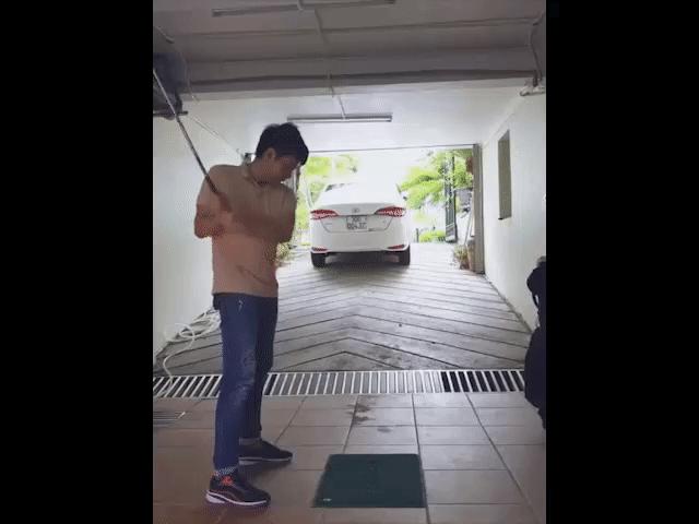 Ô tô - Tập đánh golf trong hầm xe, cái kết đắng lòng gia chủ