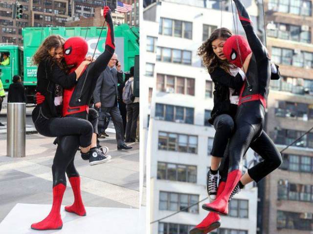 Phim - Lộ hậu trường hiếm, "người nhện" không còn bay vút lên nhờ sợi tơ