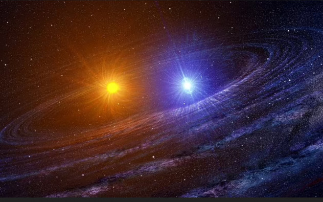 Ảnh đồ họa mô tả về cặp sao phun trào - Ảnh: ESA